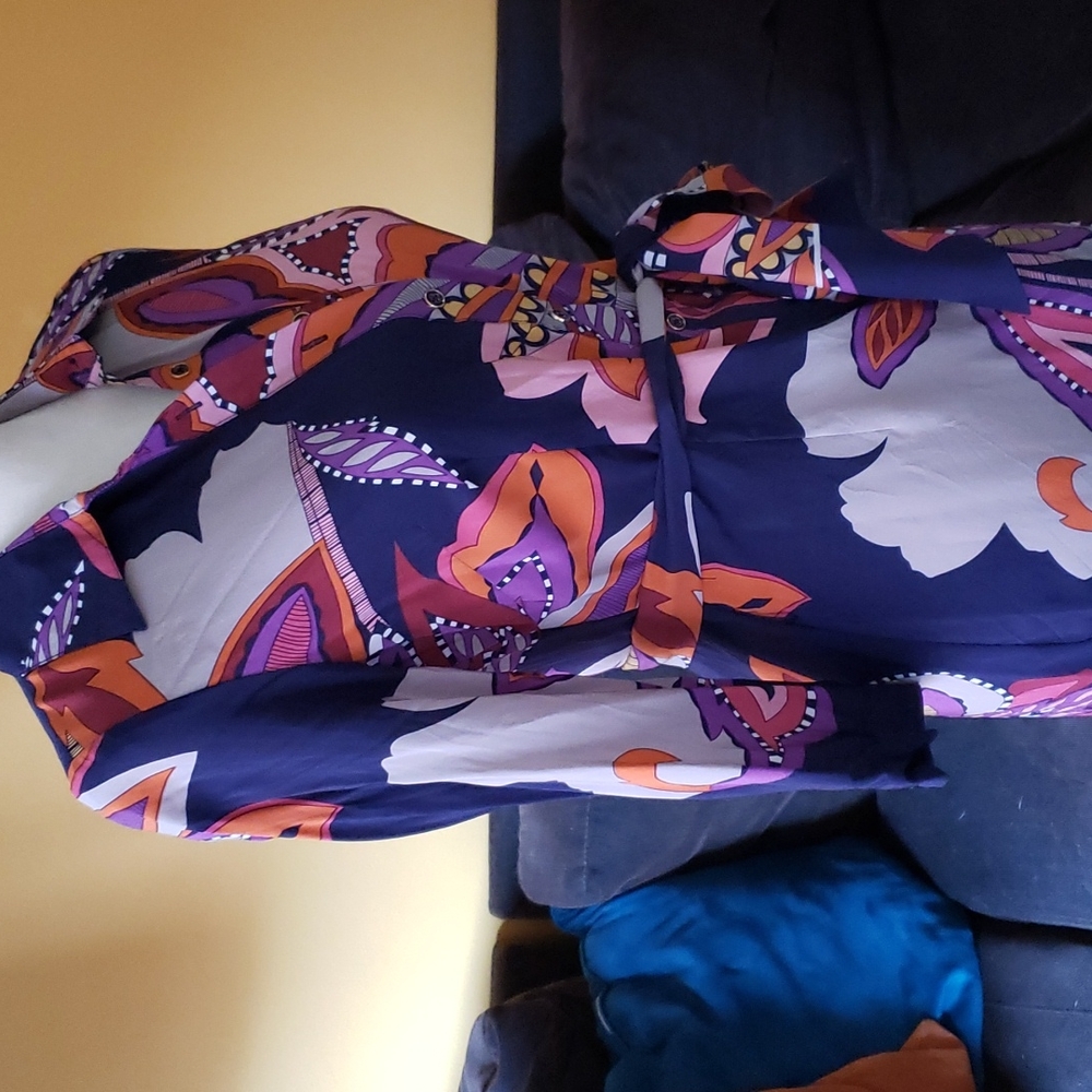 Silk Collared Pattern Dress - image 3